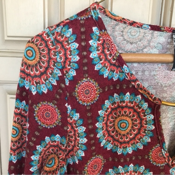 Cece Dress SzM South Western Pattern Gold Bar REd/Turquoise Knee Length Knit - Picture 4 of 5